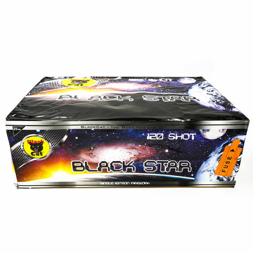 Black Star 120 Shots Fanned Barrage by Black Cat Fireworks