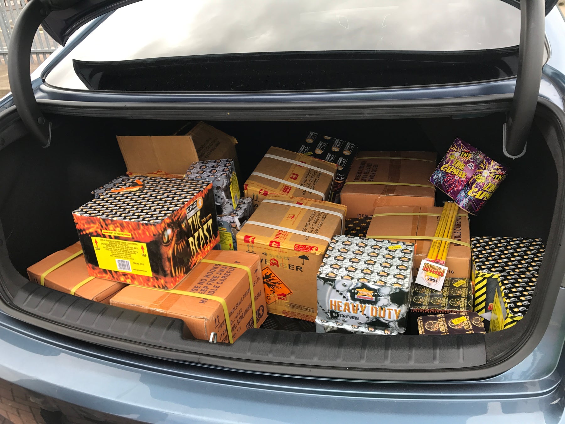 BMW X5 PACKED TO THE ROOF WITH EPIC FIREWORKS