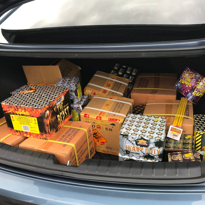 BMW X5 PACKED TO THE ROOF WITH EPIC FIREWORKS