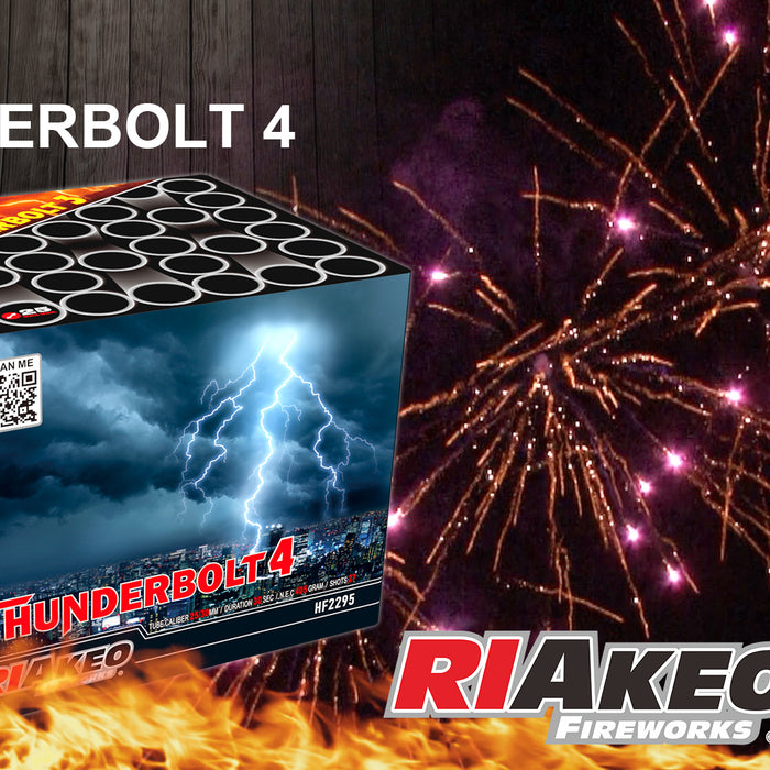 NEW FOR 2024 - THUNDERBOLT FOUR 27 SHOT CAKE BY RIAKEO FIREWORKS