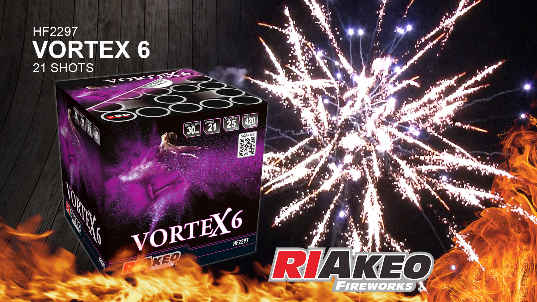 NEW FOR 2024 - VORTEX SIX 21 SHOT FIREWORK CAKE