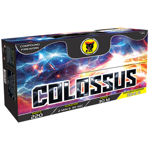 Colossus 220 Shots Compound Cake by Black Cat Fireworks