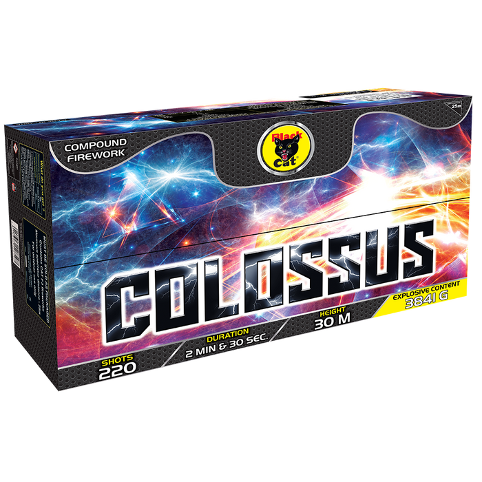 Colossus 220 Shots Compound Cake by Black Cat Fireworks