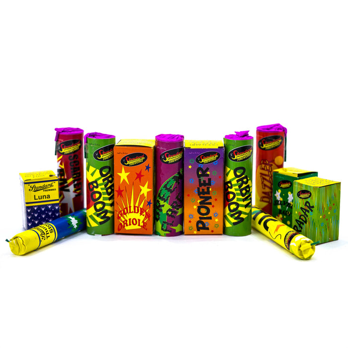 Contents of the Bedazzled selection box from Standard Fireworks