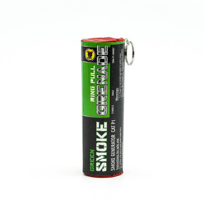 Ring Pull Green Smoke Grenade by Black Cat Fireworks