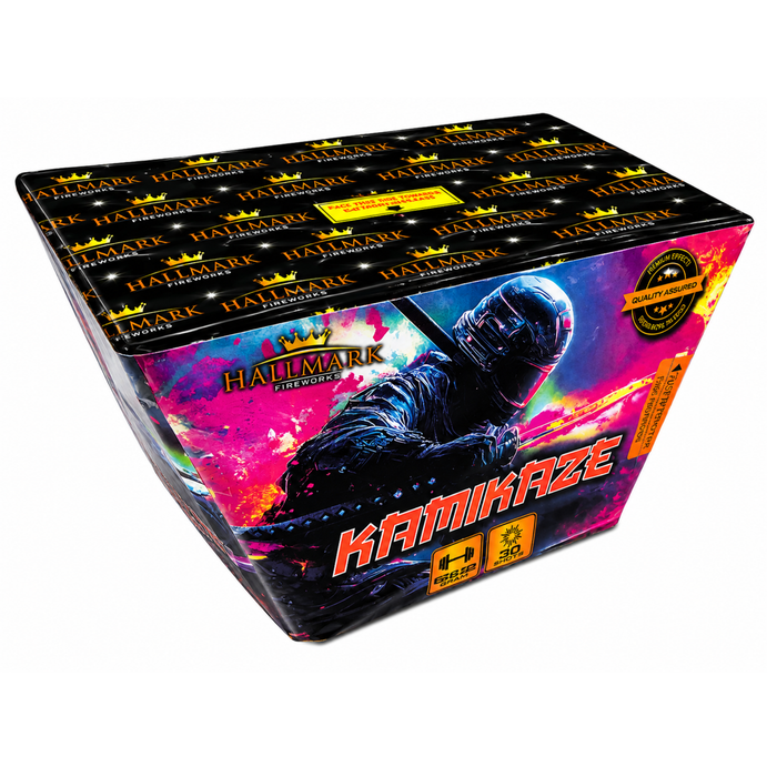 Kamikaze 30 shots fan firework cake by Hallmark Fireworks