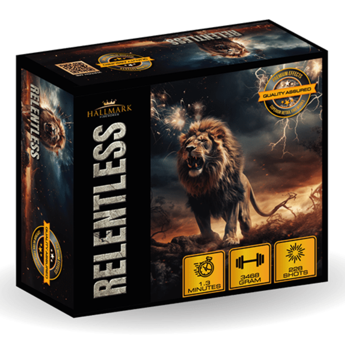 Relentless 228 Shot Compound Firework Cake by Hallmark Fireworks 