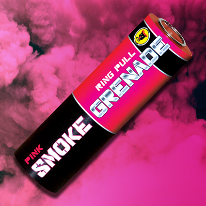 Pink smoke grenade by Black Cat Fireworks