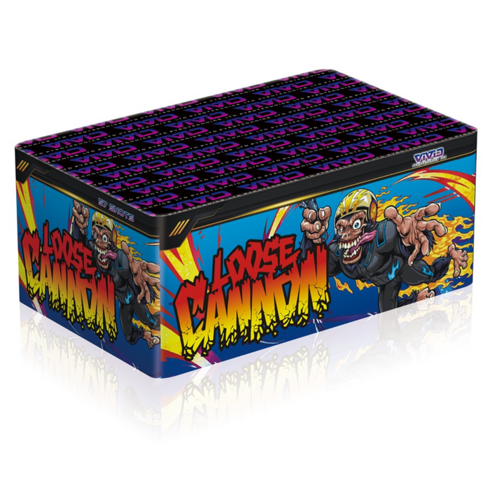 LOOSE CANNON 57 SHOT CAKE BY VIVID PYROTECHNICS