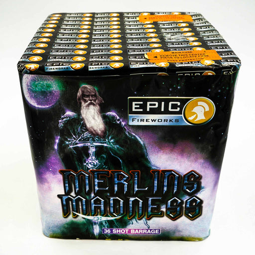 Merlin's Madness 36 Shot 1.3G Fireworks Cake
